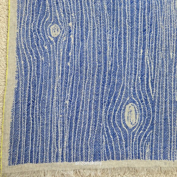 NWOT Inouitoosh Wool Scarf Blue Wood Grain Tree Bark - Picture 3 of 13
